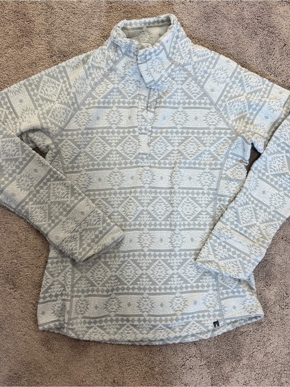 Eastern Mountain Sports Light Gray & Cream Knit Quarter-Zip Pullover